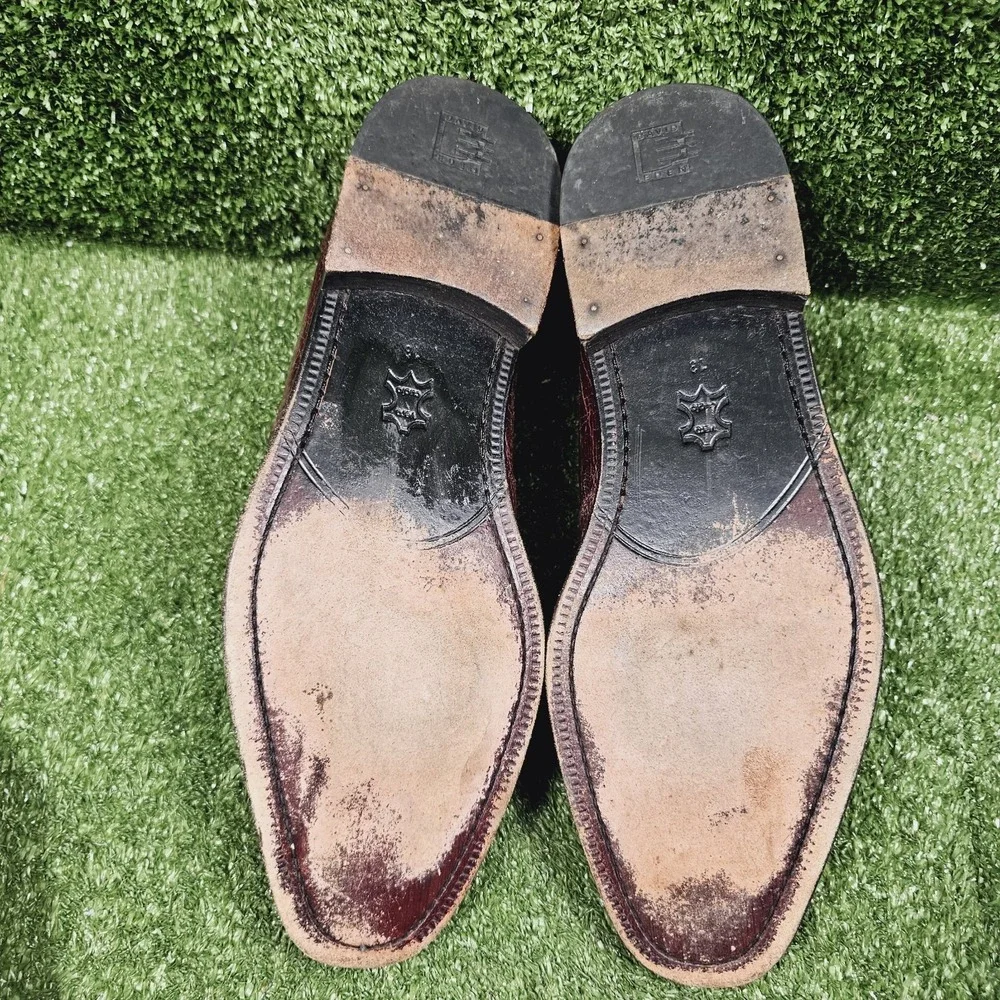 David Eden Genine Burgundy Leather Almond Toe Oxford Dress Shoes Mens Size 13